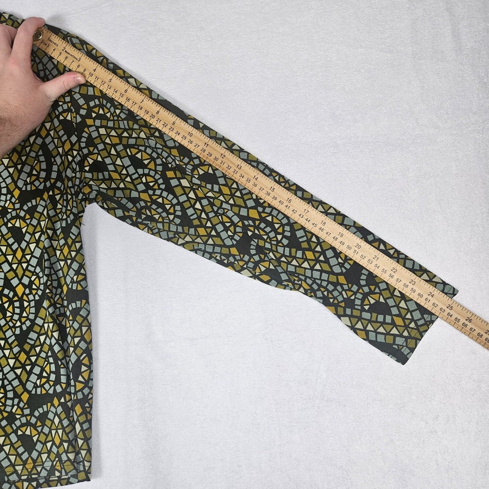 Bob Mackie Wearable Art Mosaic Print Long Sleeve Top Women's‎ M Green Stretch - Picture 8 of 8